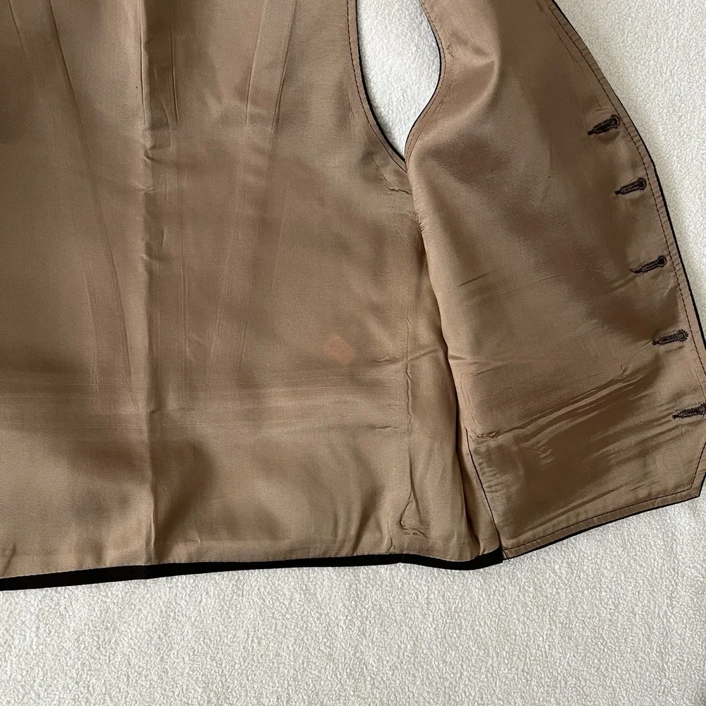 Angels Flight 70s Vintage Brown Suit Vest Size 34 USA Disco Waistcoat